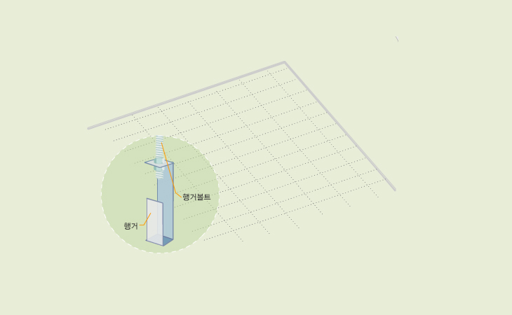 03. 행거볼트를 스트롱앵커및 인서트에 고정합니다. 